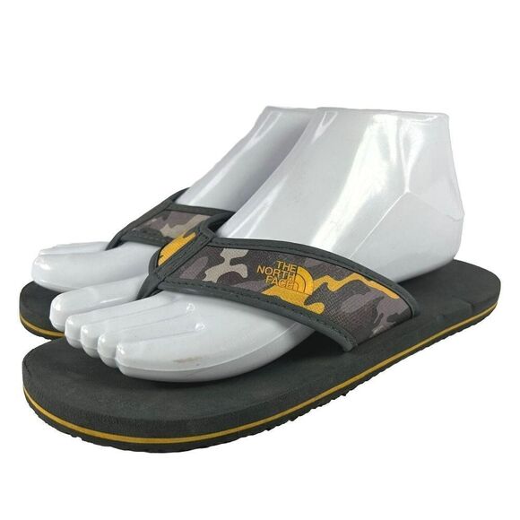 THE NORTH FACE BOYS BASE CAMP FLIP-FLOPS US 5 GRAY CAMO THONG SANDAL - Picture 1 of 8